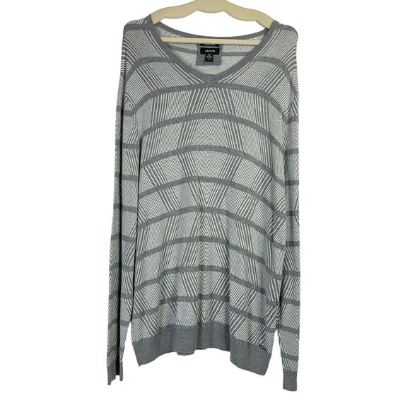 Alfani Gray White Geometric Cashmere Blend Knit Tunic Sweater Women's Size XXL - Picture 1 of 8